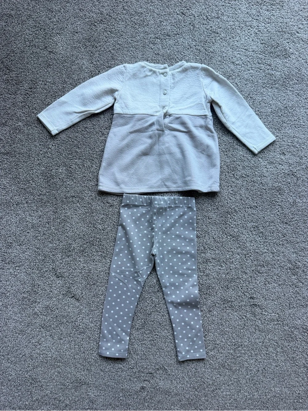 Max Studio White Long-Sleeve Layered Top with Gray Polka Dot Leggings